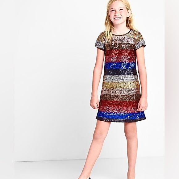 GAP Sequin Crazy Stripe Dress Multicolor - Picture 2 of 8